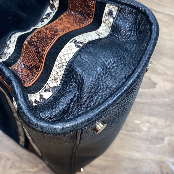Sam Edelman Terri flap black leather snakeskin detail hand bag/purse - Picture 12 of 16